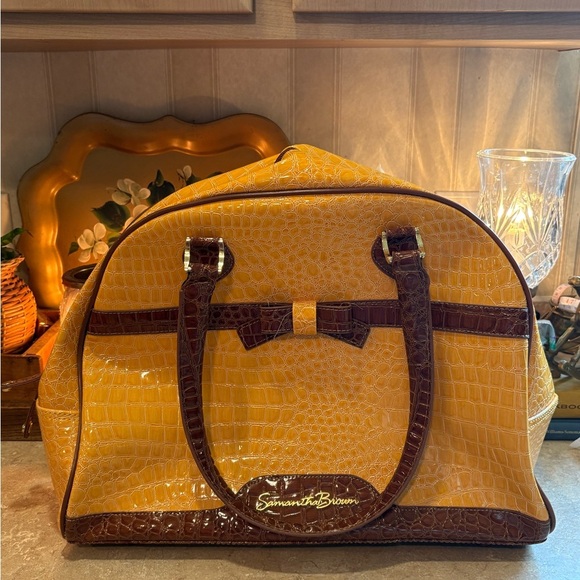 Samantha Brown Handbags - Samantha Brown Dome and Cabin Bag Croc Print Carry On in Yellow/Camel. NWT